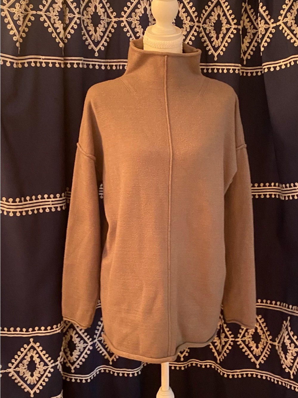 BE COOL Camel High-Neck Relaxed Sweater